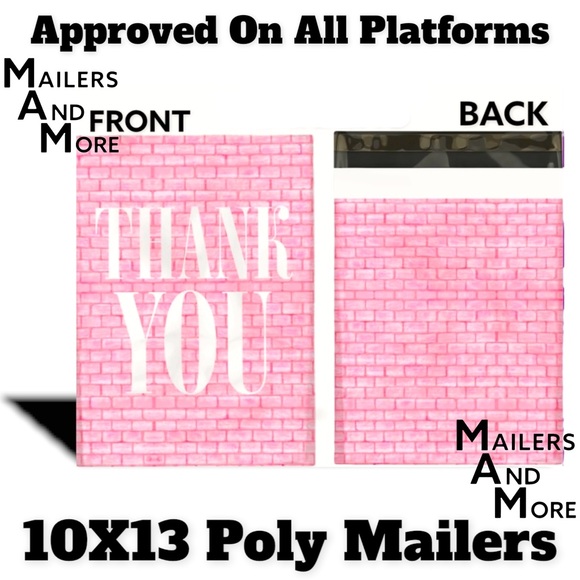 50 10X13 Pink Brick Thank You Poly Mailers CLEARANCE - Picture 2 of 4